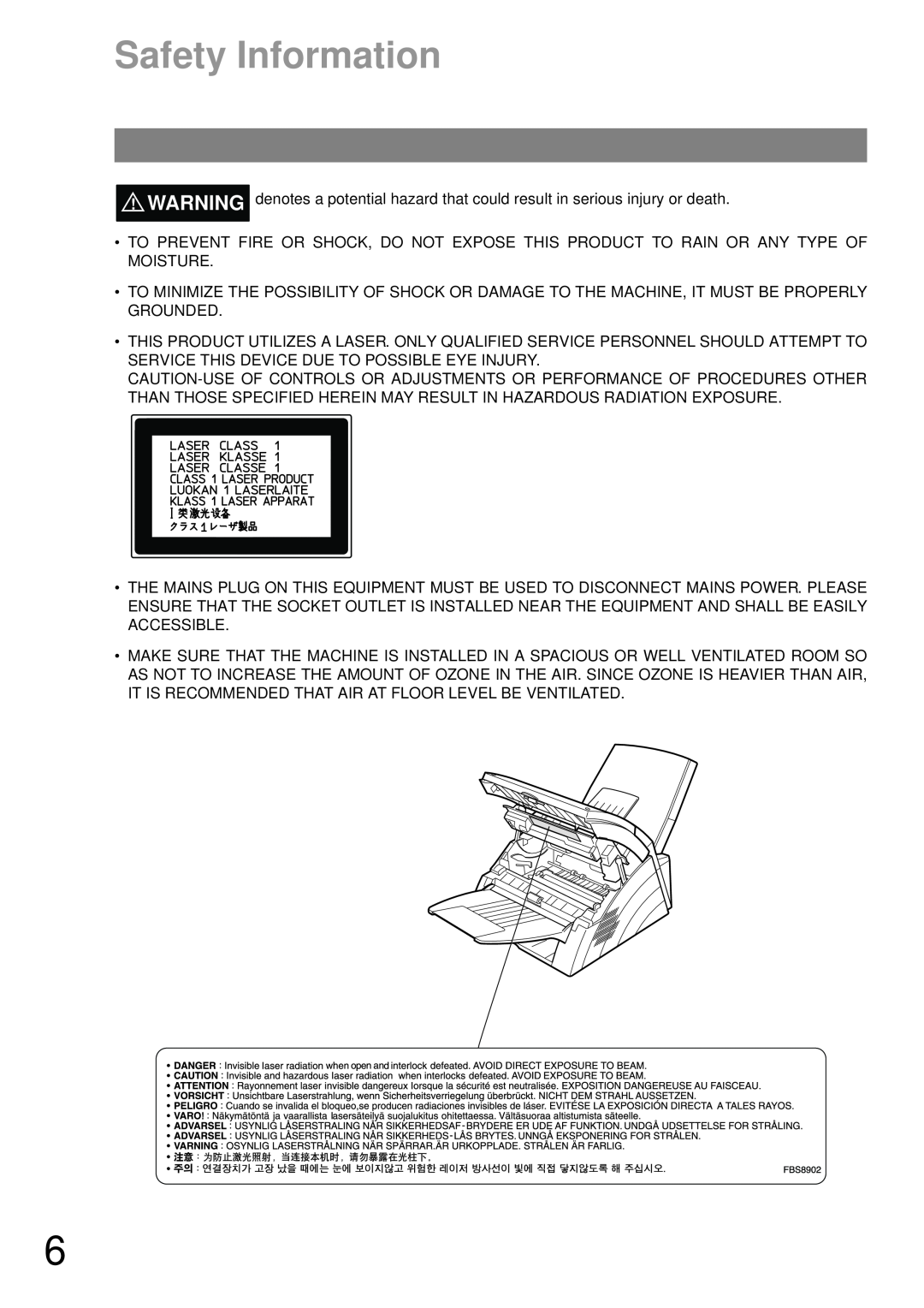 Castelle UF-490 appendix Safety Information 
