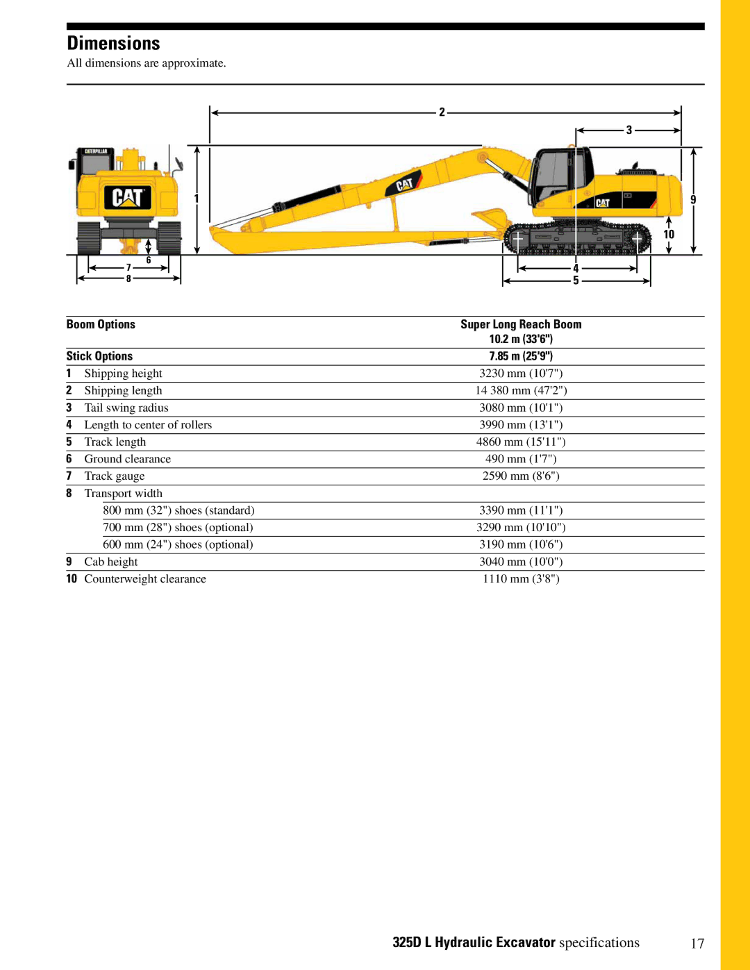 CAT 325DL manual Super Long Reach Boom 