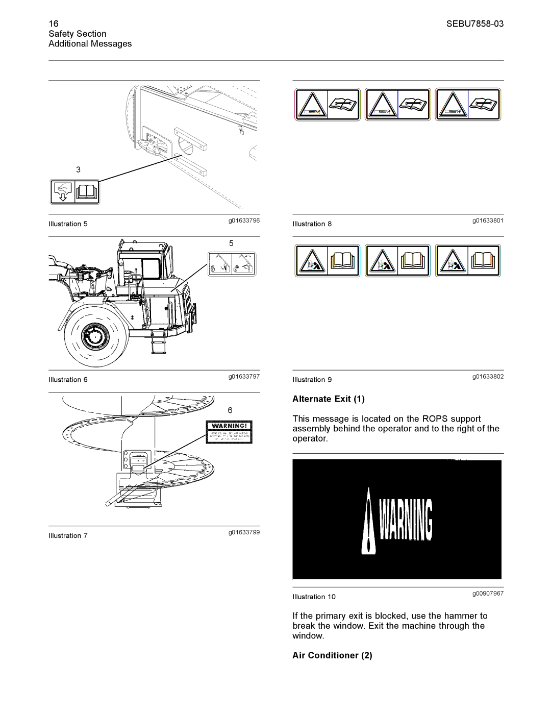 CAT 627G manual Alternate Exit, Air Conditioner 