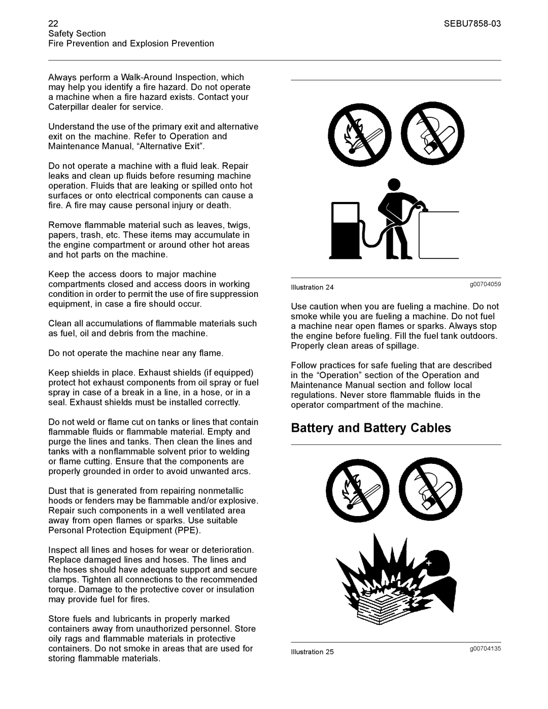 CAT 627G manual Battery and Battery Cables 