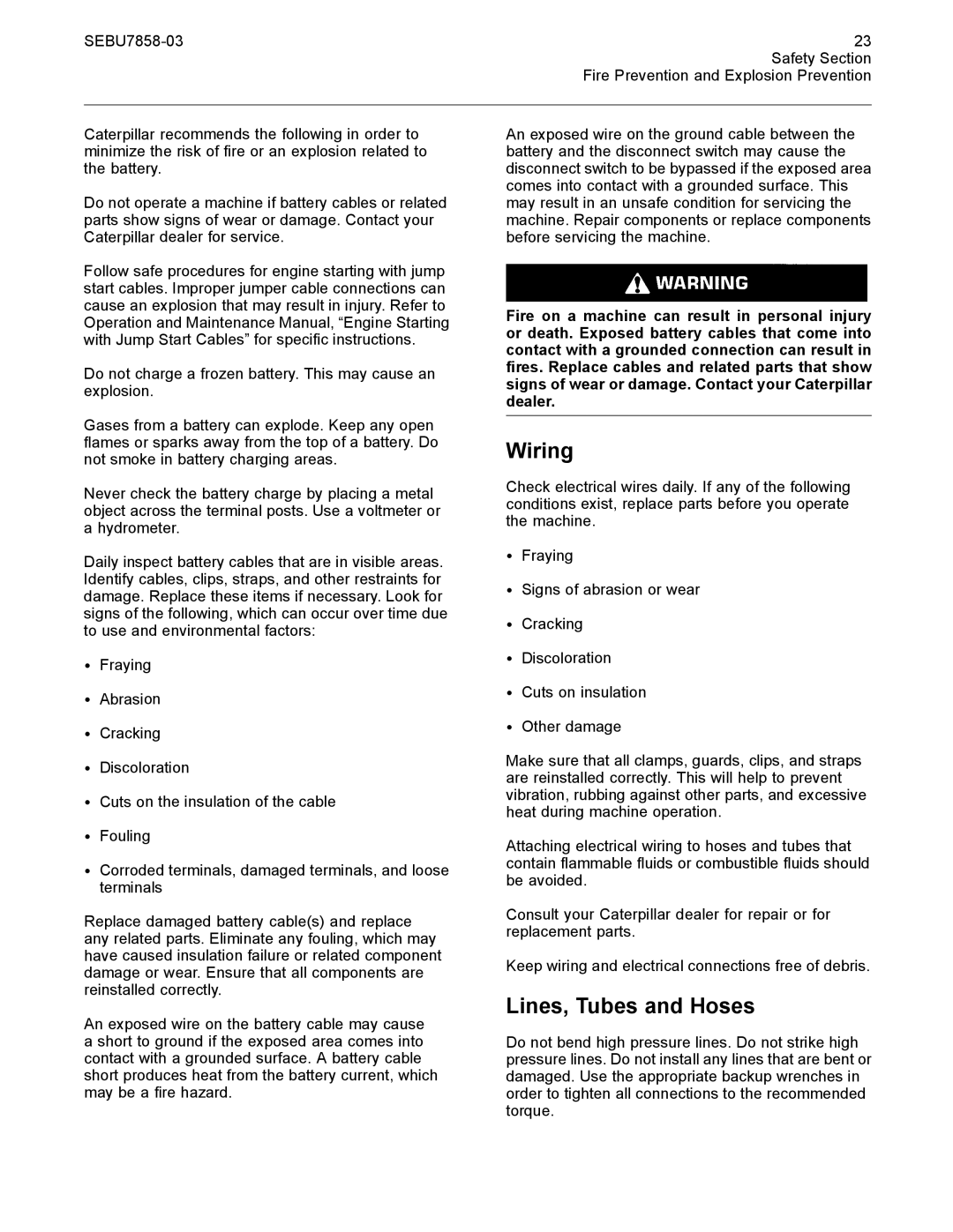 CAT 627G manual Wiring, Lines, Tubes and Hoses 