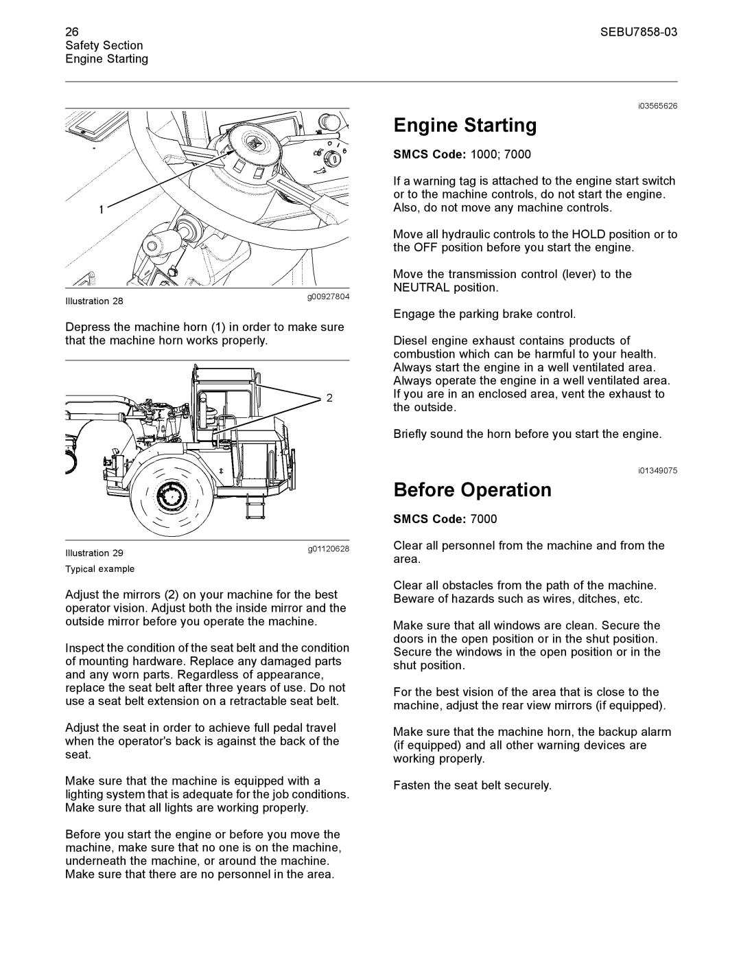 CAT 627G manual Engine Starting, Before Operation 