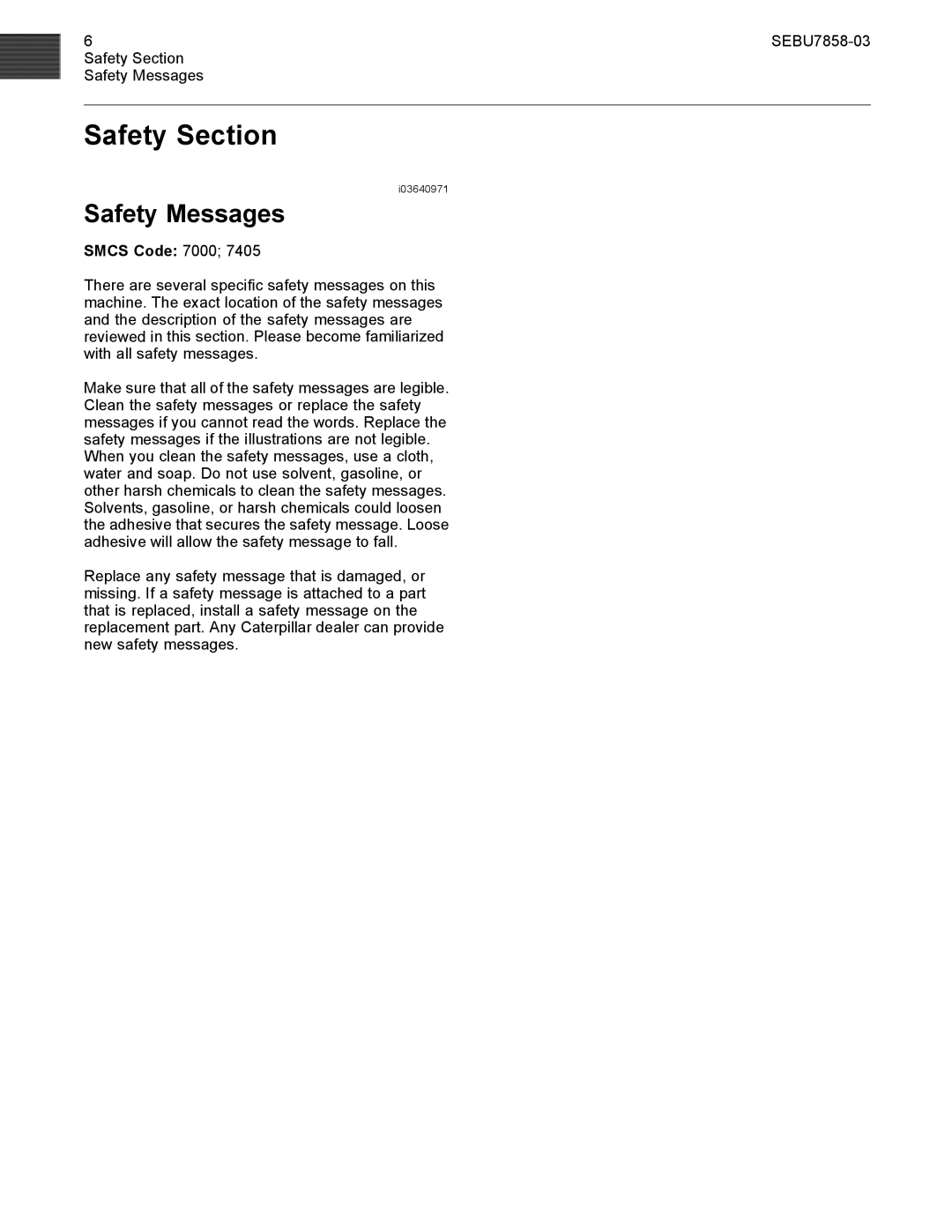 CAT 627G manual Safety Messages, Smcs Code 7000 