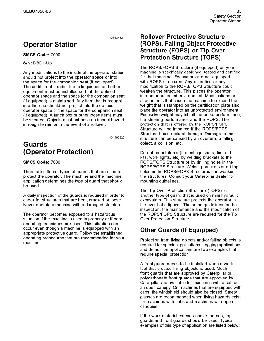 CAT 627G manual Operator Station, Guards Operator Protection, Other Guards If Equipped 