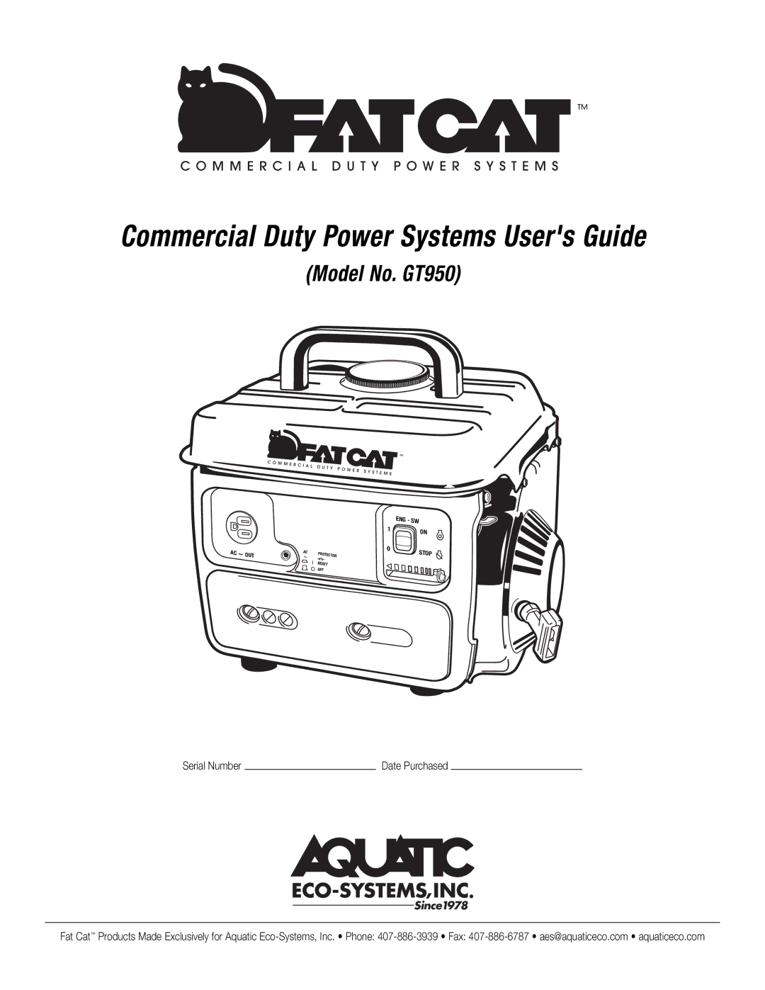 CAT GT950 manual Commercial Duty Power Systems Users Guide 