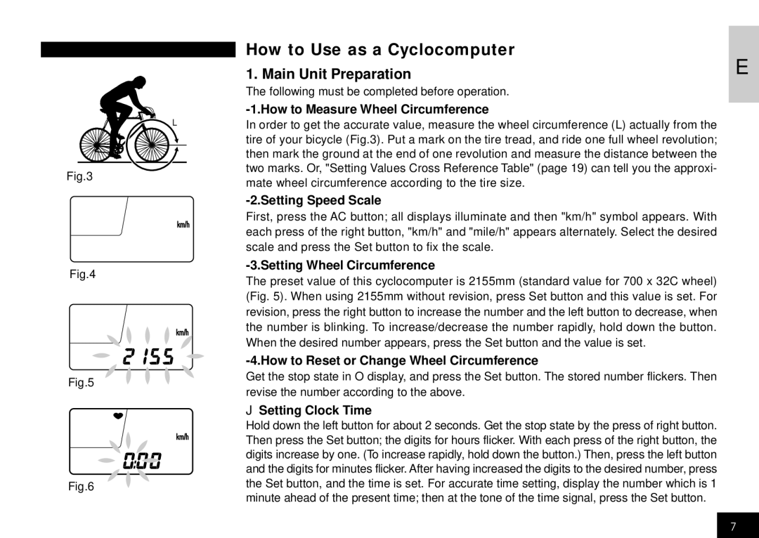 Cateye CC-HB1OO instruction manual How to Use as a Cyclocomputer, Main Unit Preparation 