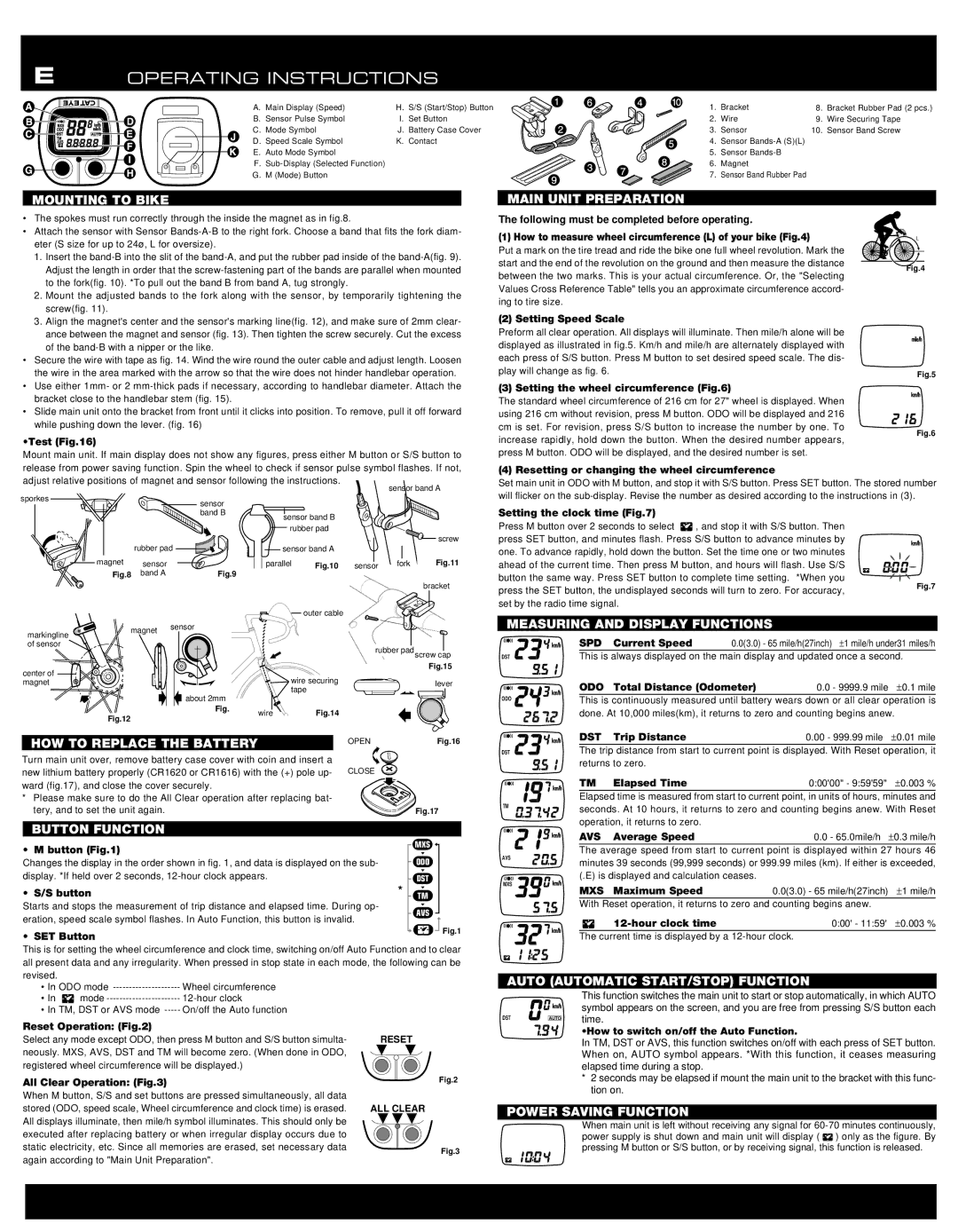 Cateye CC ST-200 specifications Mounting to Bike, Main Unit Preparation, HOW to Replace the Battery, Button Function 