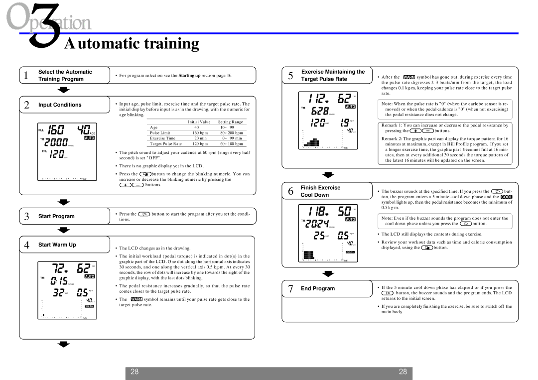 Cateye EC-1200 operating instructions Automatic training 