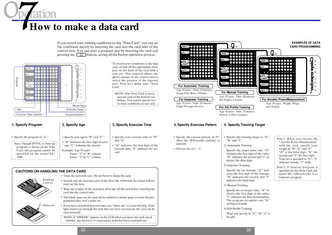 Cateye EC-1200 operating instructions How to make a data card 