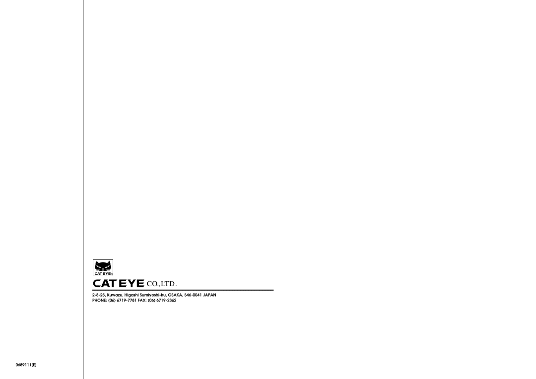 Cateye EC-1200 operating instructions 