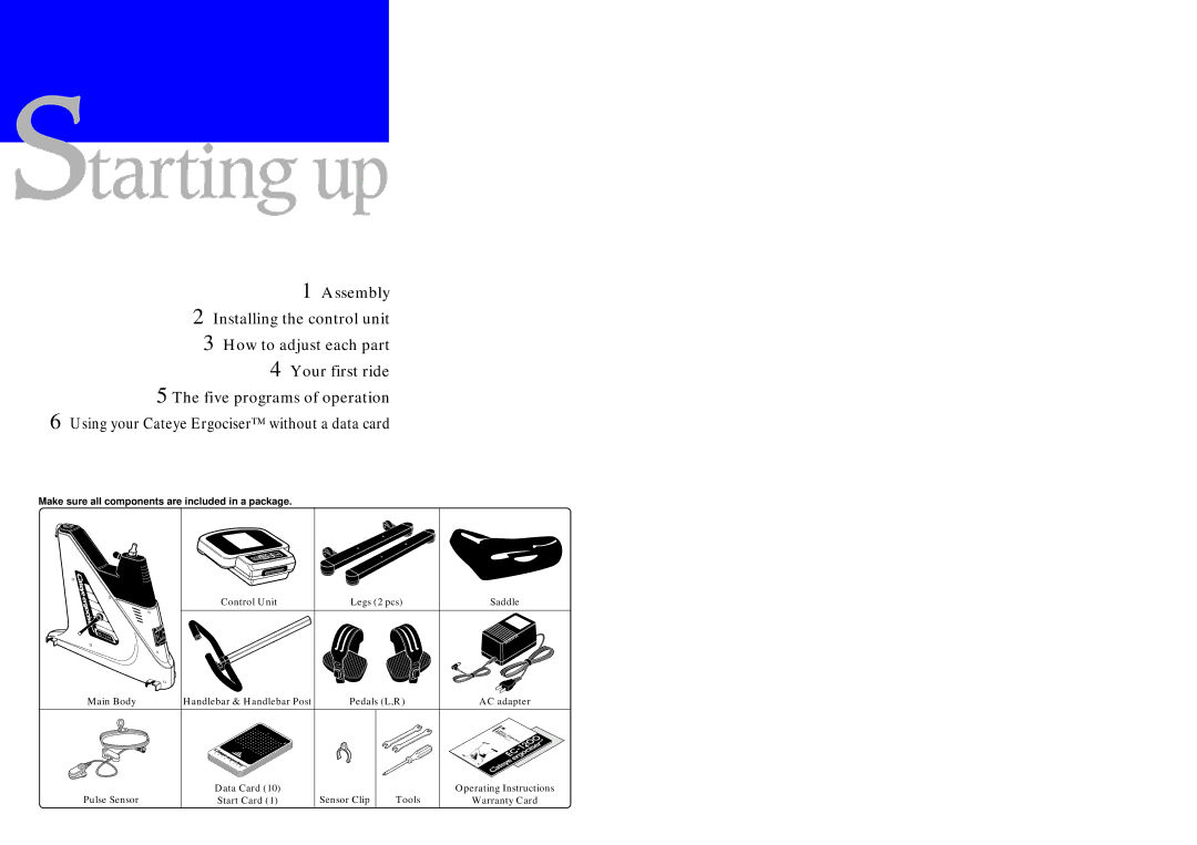 Cateye EC-1200 operating instructions Make sure all components are included in a package 