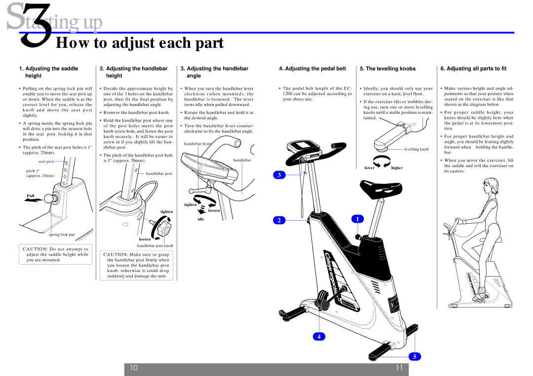 Cateye EC-1200 operating instructions How to adjust each part 