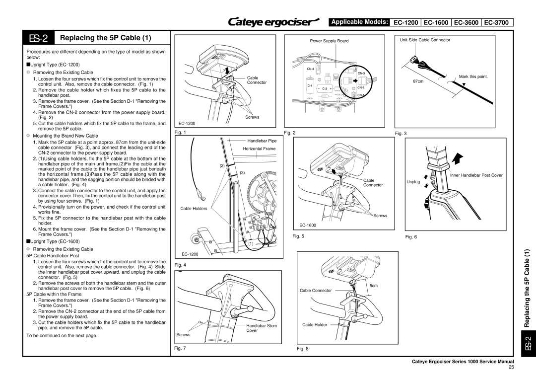 Cateye EC-3600, EC-3700 service manual ES-2Replacing the 5P Cable 