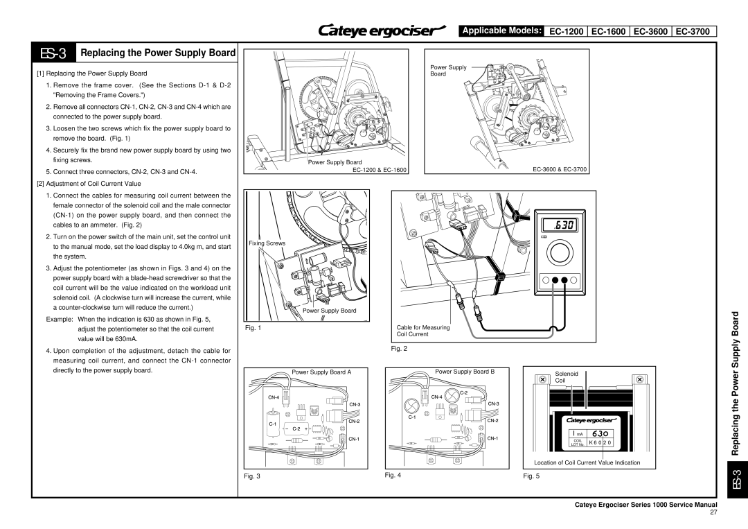 Cateye EC-3600, EC-3700 service manual ES-3Replacing the Power Supply Board 