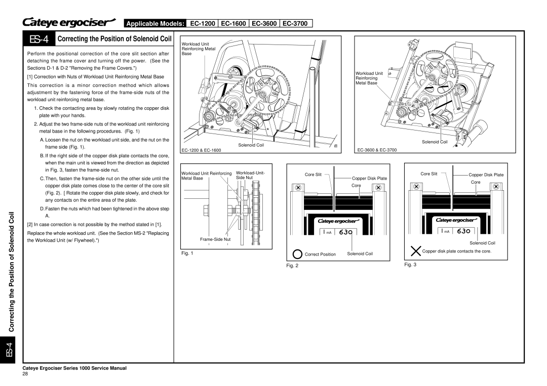 Cateye EC-3700, EC-3600 Metal base in the following procedures. Fig, Frame side Fig, fasten the frame-side nut 