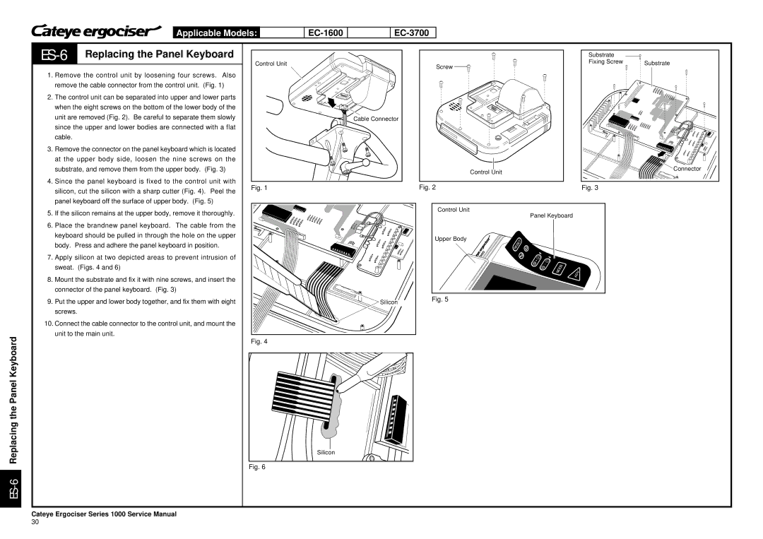 Cateye EC-3700, EC-3600 service manual ES-6Replacing the Panel Keyboard 