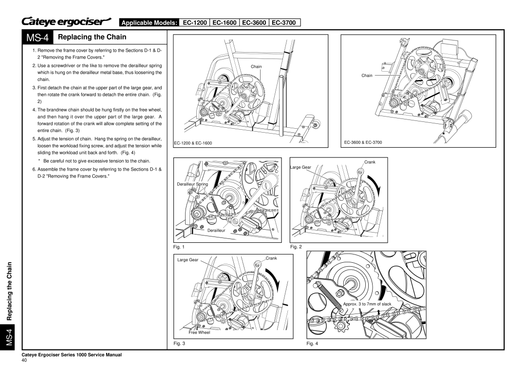 Cateye EC-3700, EC-3600 service manual MS-4Replacing the Chain 