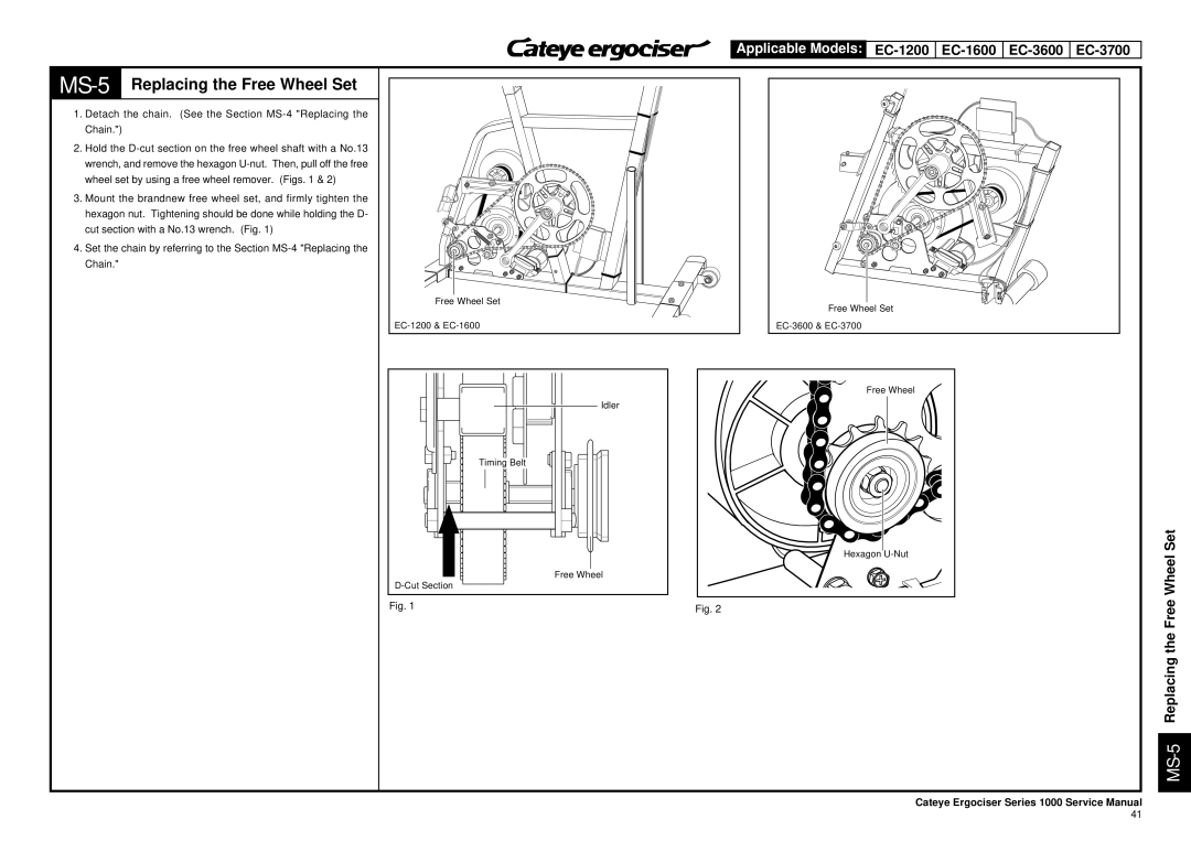 Cateye EC-3600, EC-3700 service manual MS-5Replacing the Free Wheel Set 