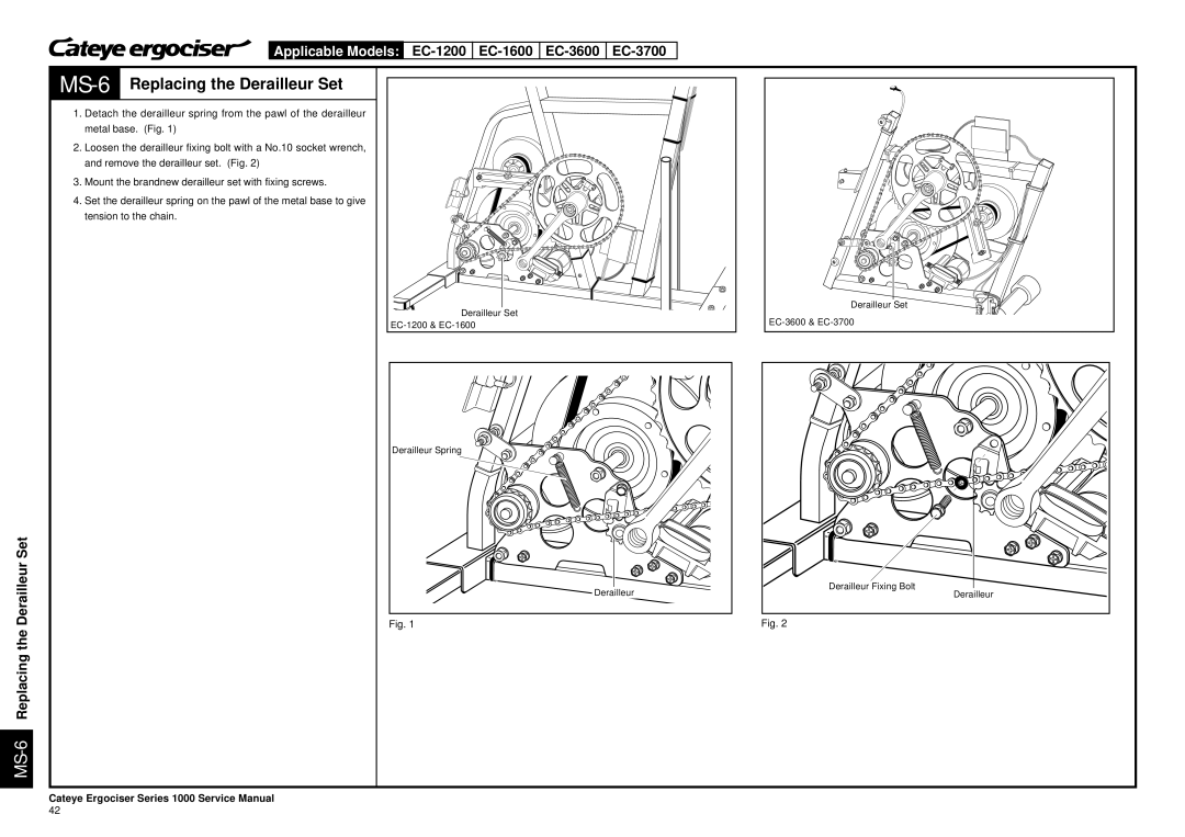 Cateye EC-3700, EC-3600 service manual MS-6Replacing the Derailleur Set 