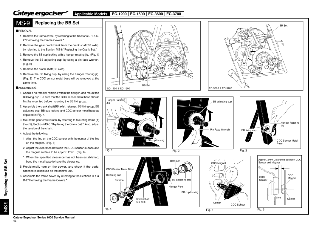 Cateye EC-3700, EC-3600 service manual MS-9Replacing the BB Set 