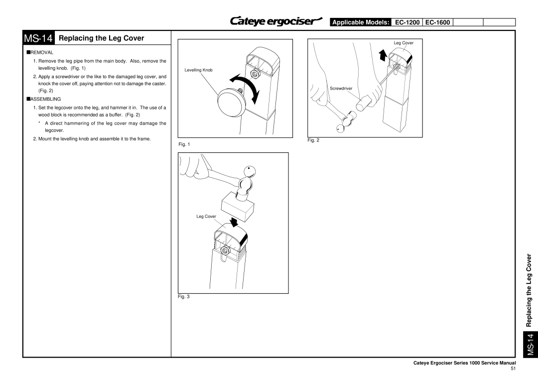 Cateye EC-3600, EC-3700 service manual MS-14Replacing the Leg Cover 