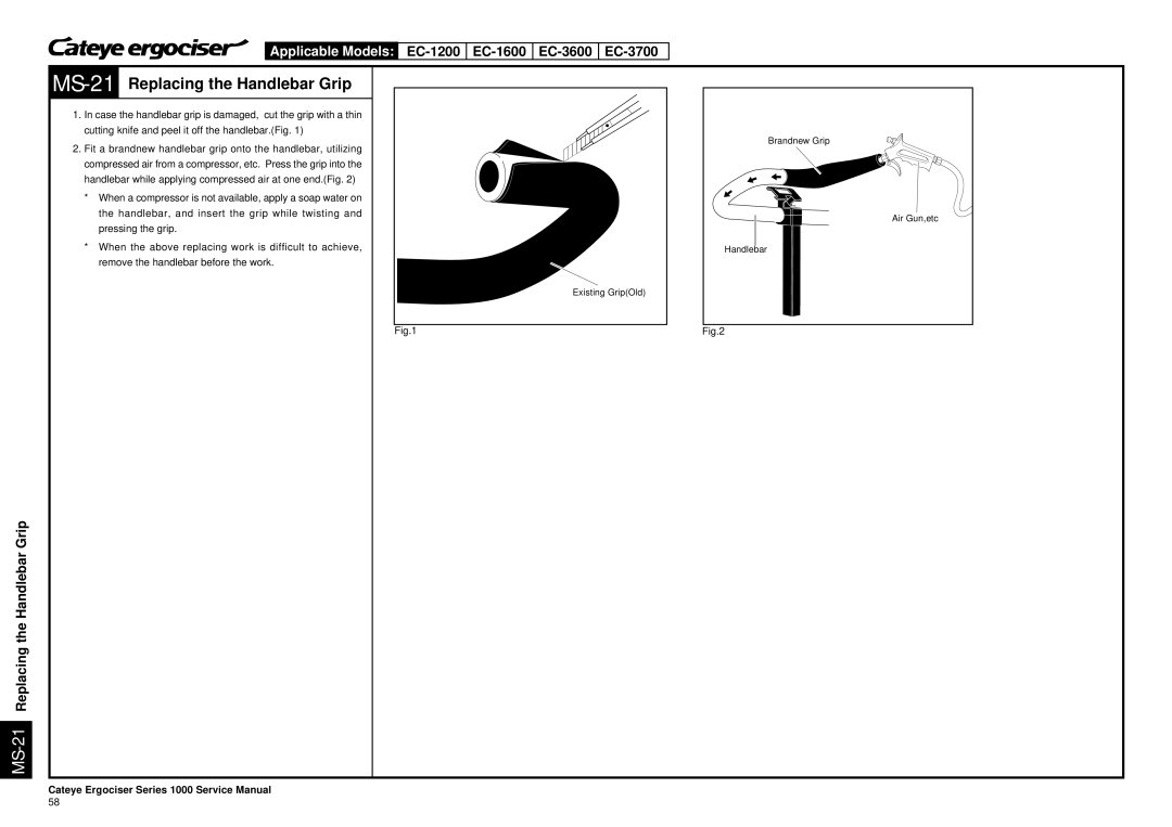 Cateye EC-3700, EC-3600 service manual MS-21Replacing the Handlebar Grip 