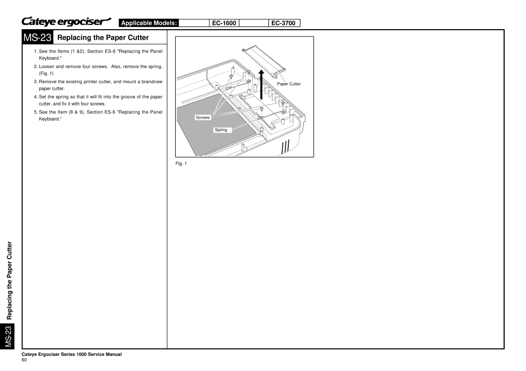 Cateye EC-3700, EC-3600 service manual MS-23Replacing the Paper Cutter 