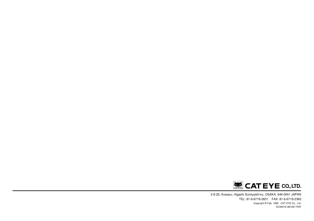 Cateye EC-3600, EC-3700 service manual 