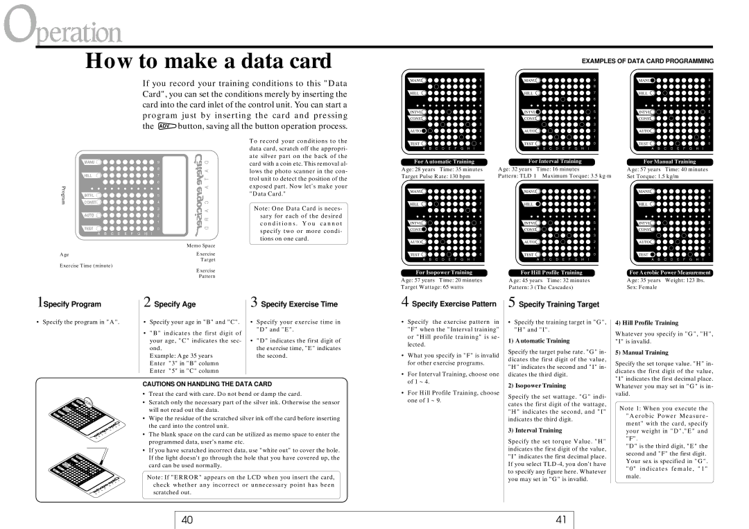 Cateye EC-37OO operating instructions How to make a data card 