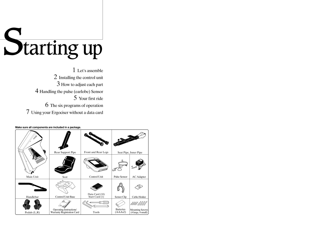 Cateye EC-37OO operating instructions Make sure all components are included in a package 