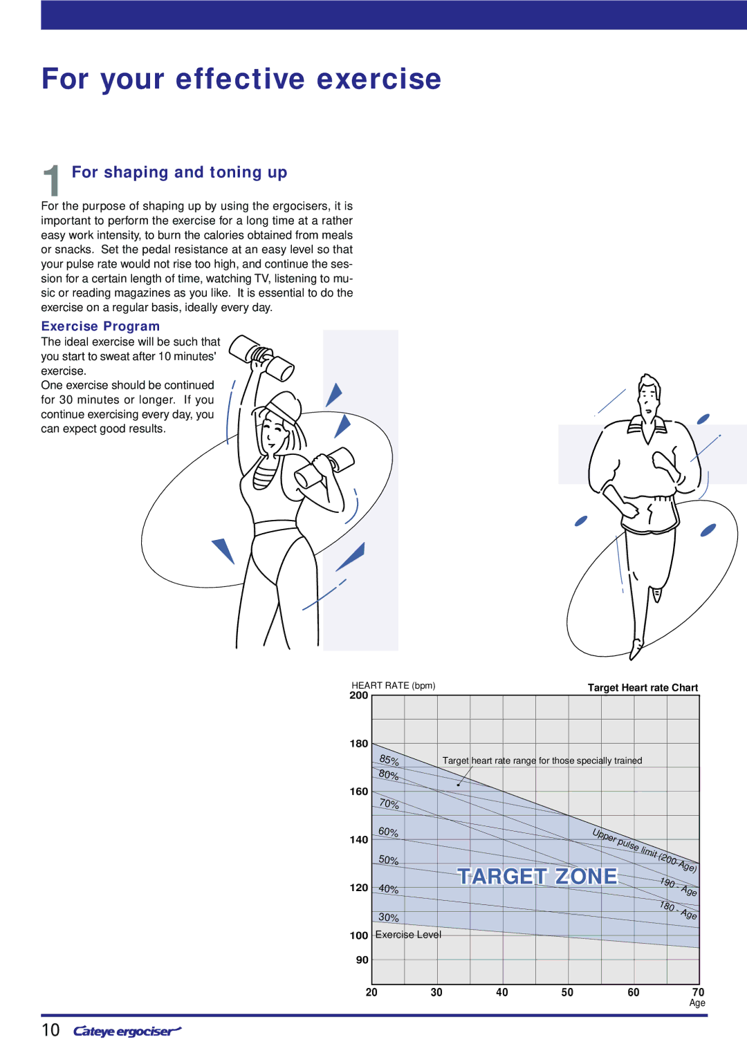 Cateye EC-8OOOU instruction manual For your effective exercise, 1For shaping and toning up, Exercise Program 