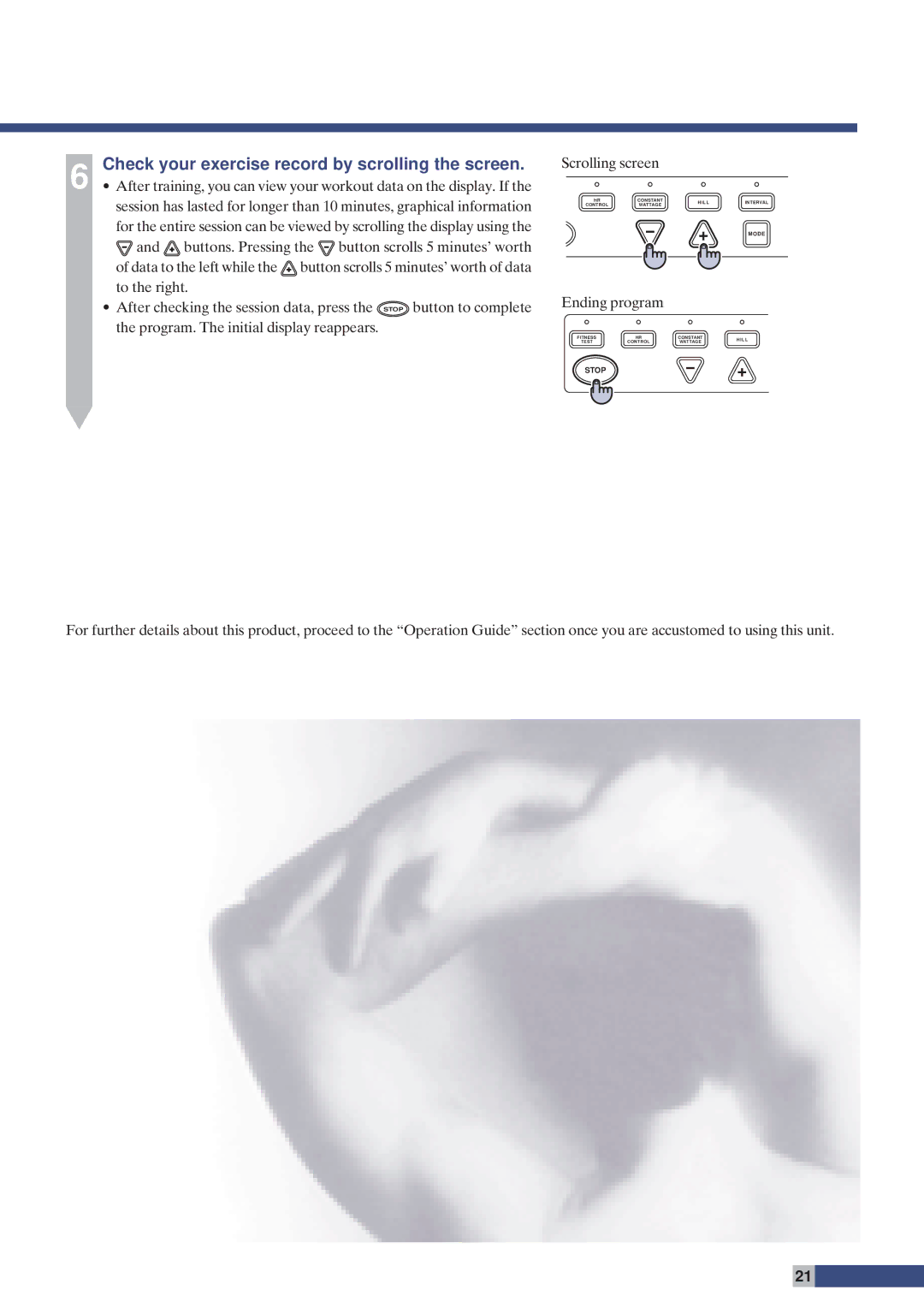 Cateye EC-C400 instruction manual Check your exercise record by scrolling the screen 