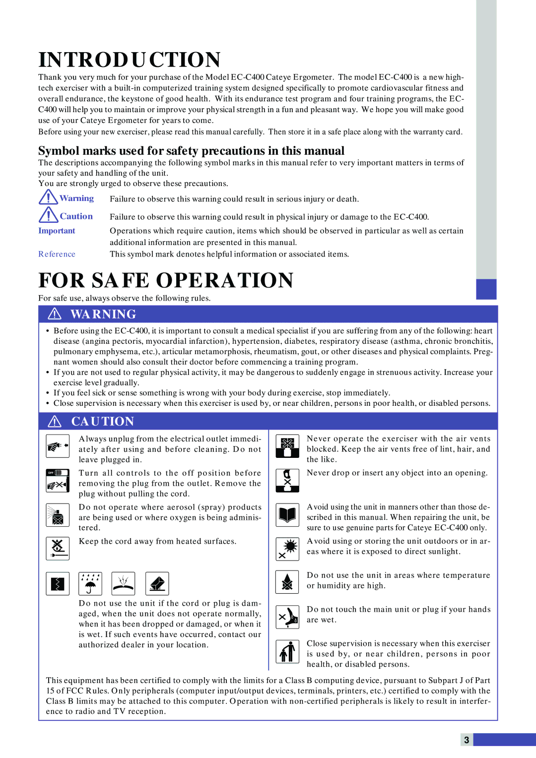 Cateye EC-C400 instruction manual Introduction 