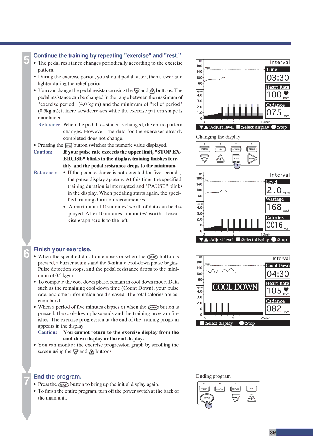 Cateye EC-C400 instruction manual Continue the training by repeating exercise and rest 