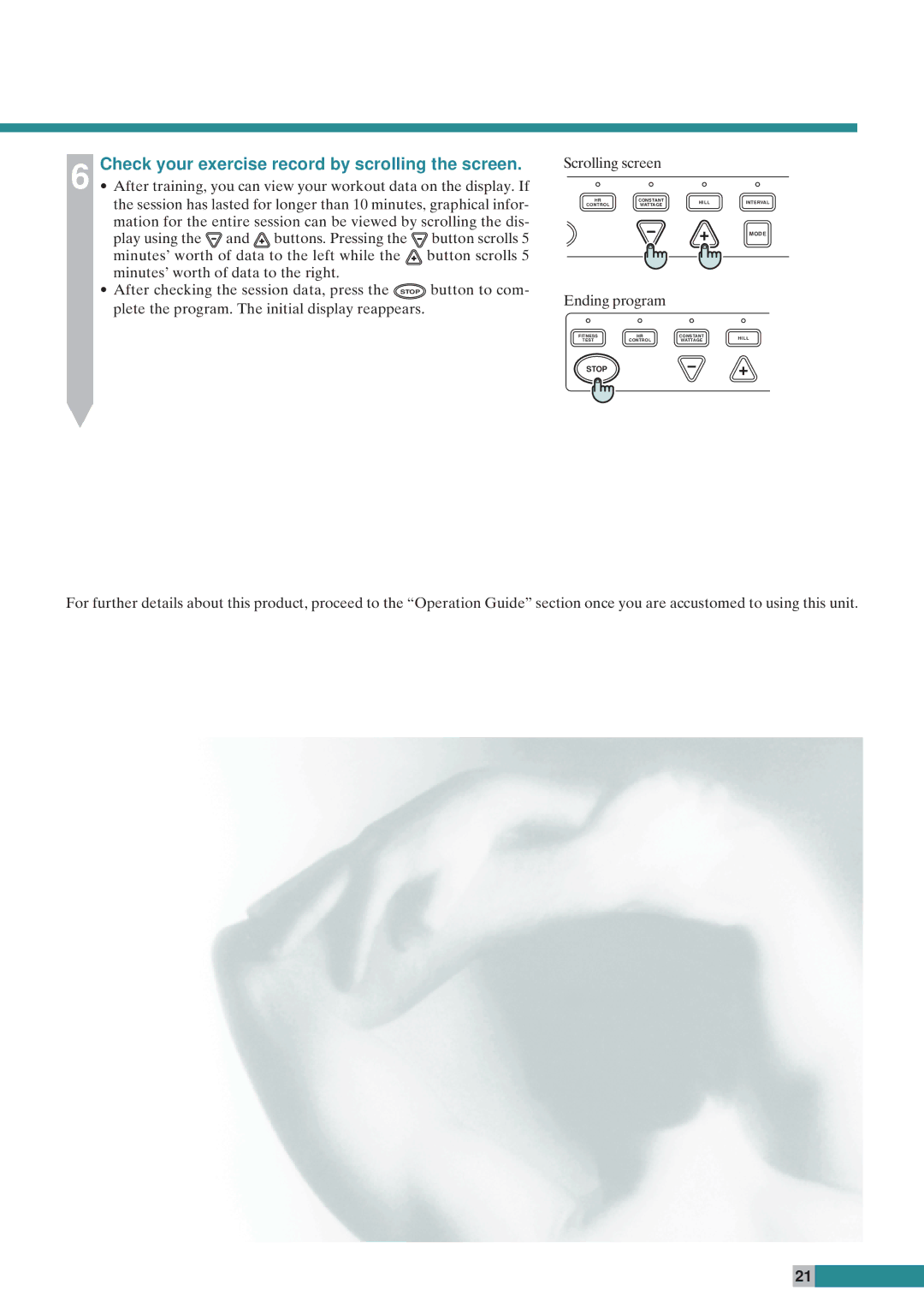 Cateye EC-C400R instruction manual Check your exercise record by scrolling the screen 