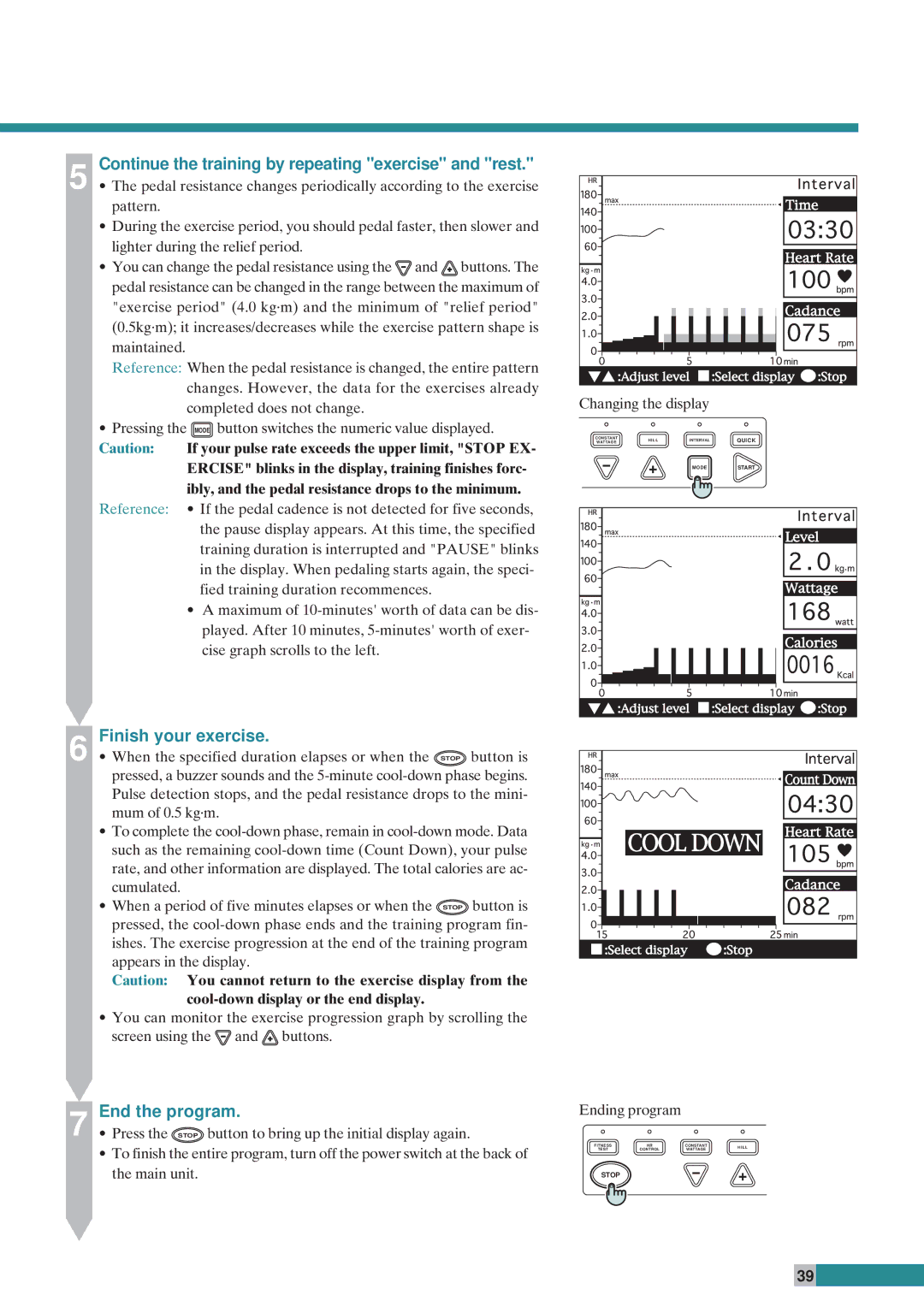 Cateye EC-C400R instruction manual Continue the training by repeating exercise and rest 