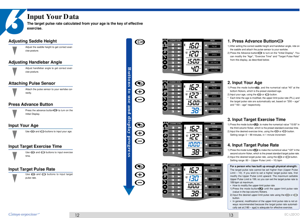 Cateye EC-L32OO operating instructions Input Your Data 