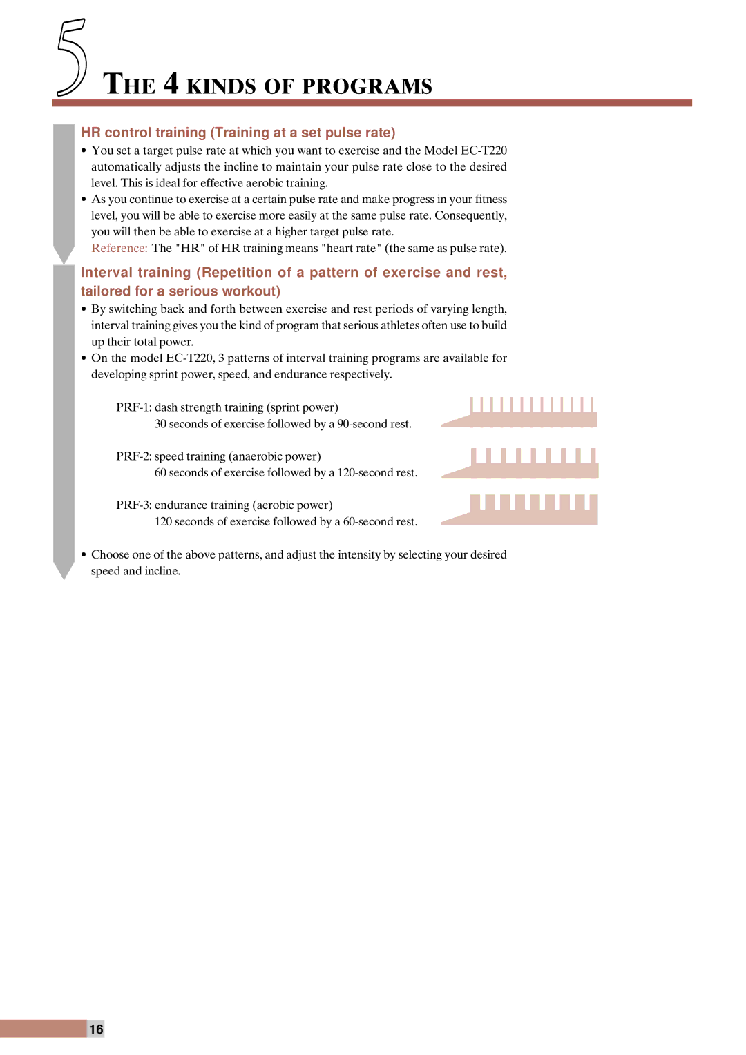 Cateye EC-T220 instruction manual Kinds of Programs, HR control training Training at a set pulse rate 