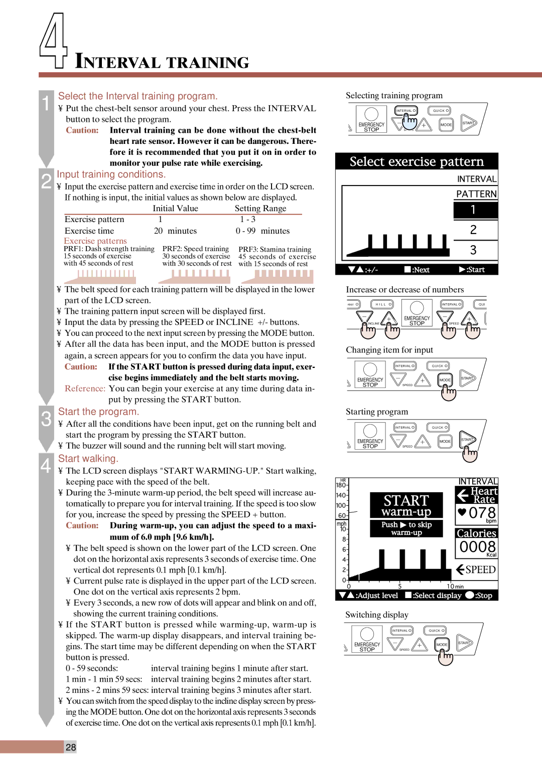 Cateye EC-T220 instruction manual Interval Training, Select the Interval training program 