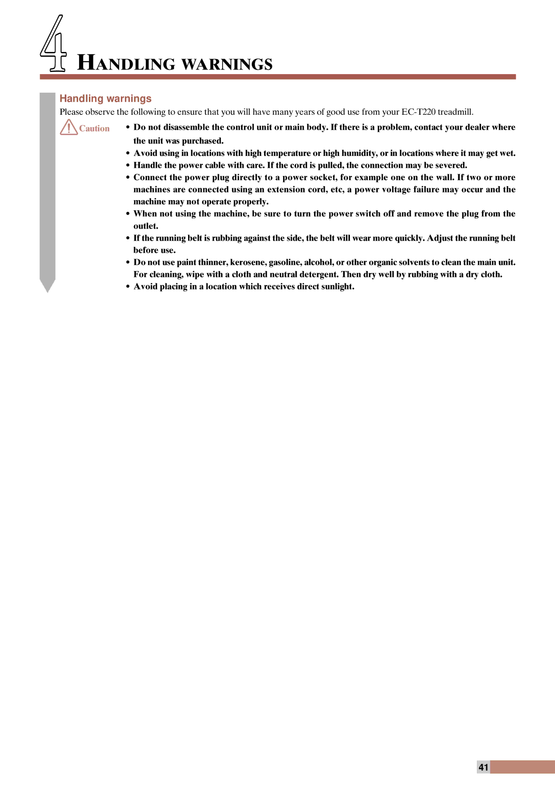 Cateye EC-T220 instruction manual Handling Warnings, Handling warnings, Unit was purchased 