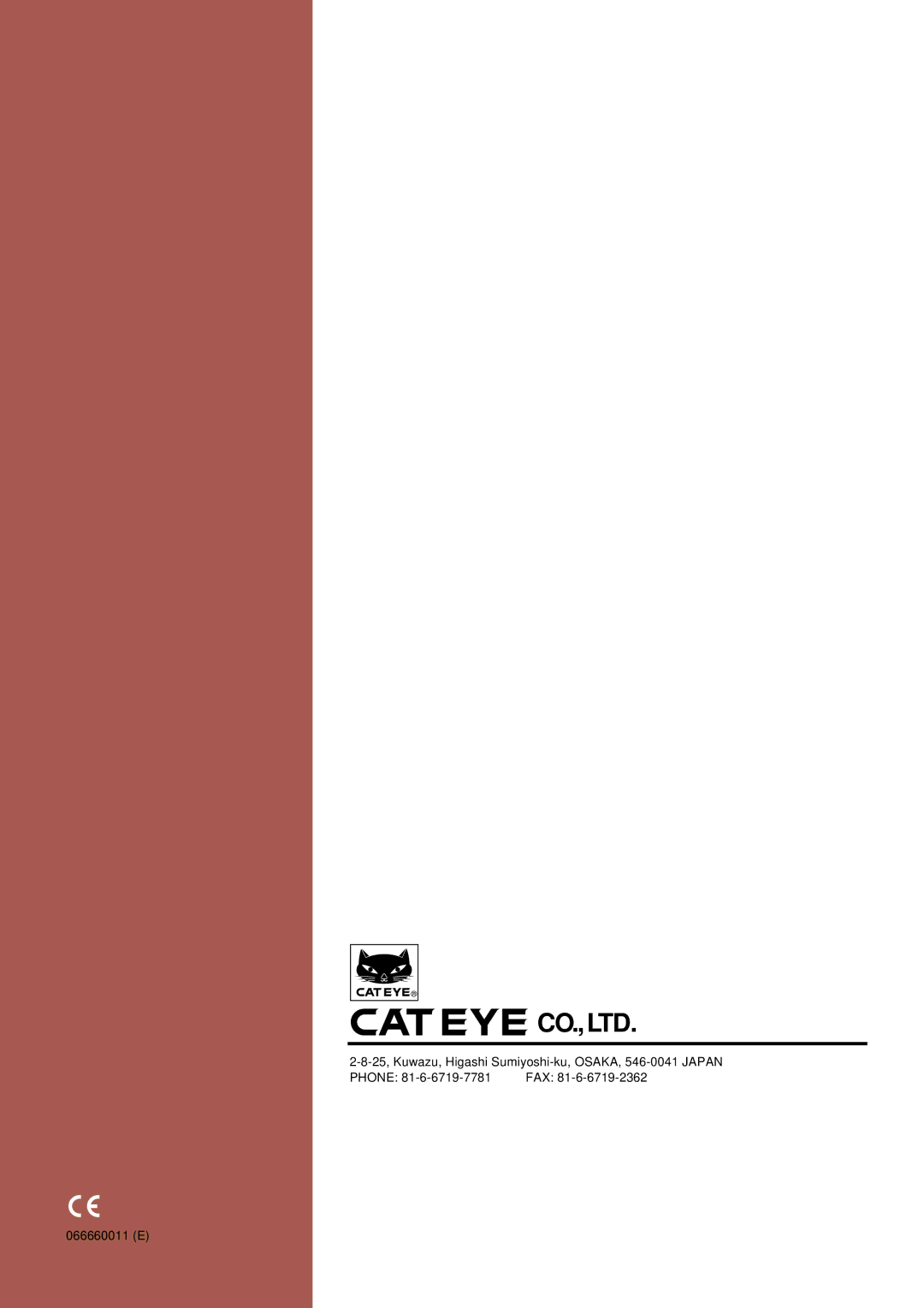 Cateye EC-T220 instruction manual 