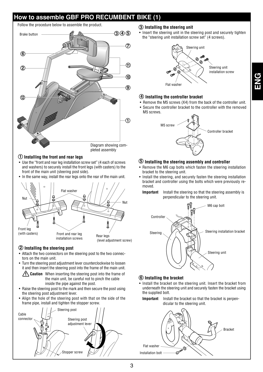 Cateye GB-300R operation manual How to assemble GBF PRO Recumbent Bike 