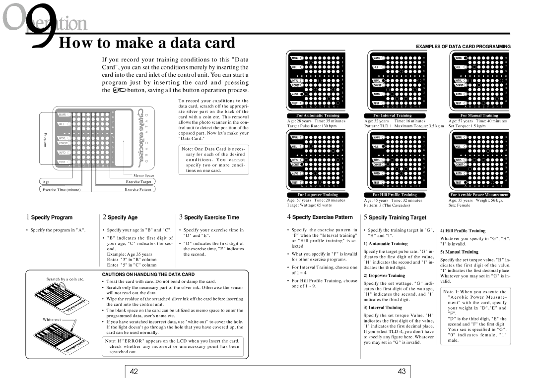 Cateye MODEL EC-1600 operating instructions How to make a data card 