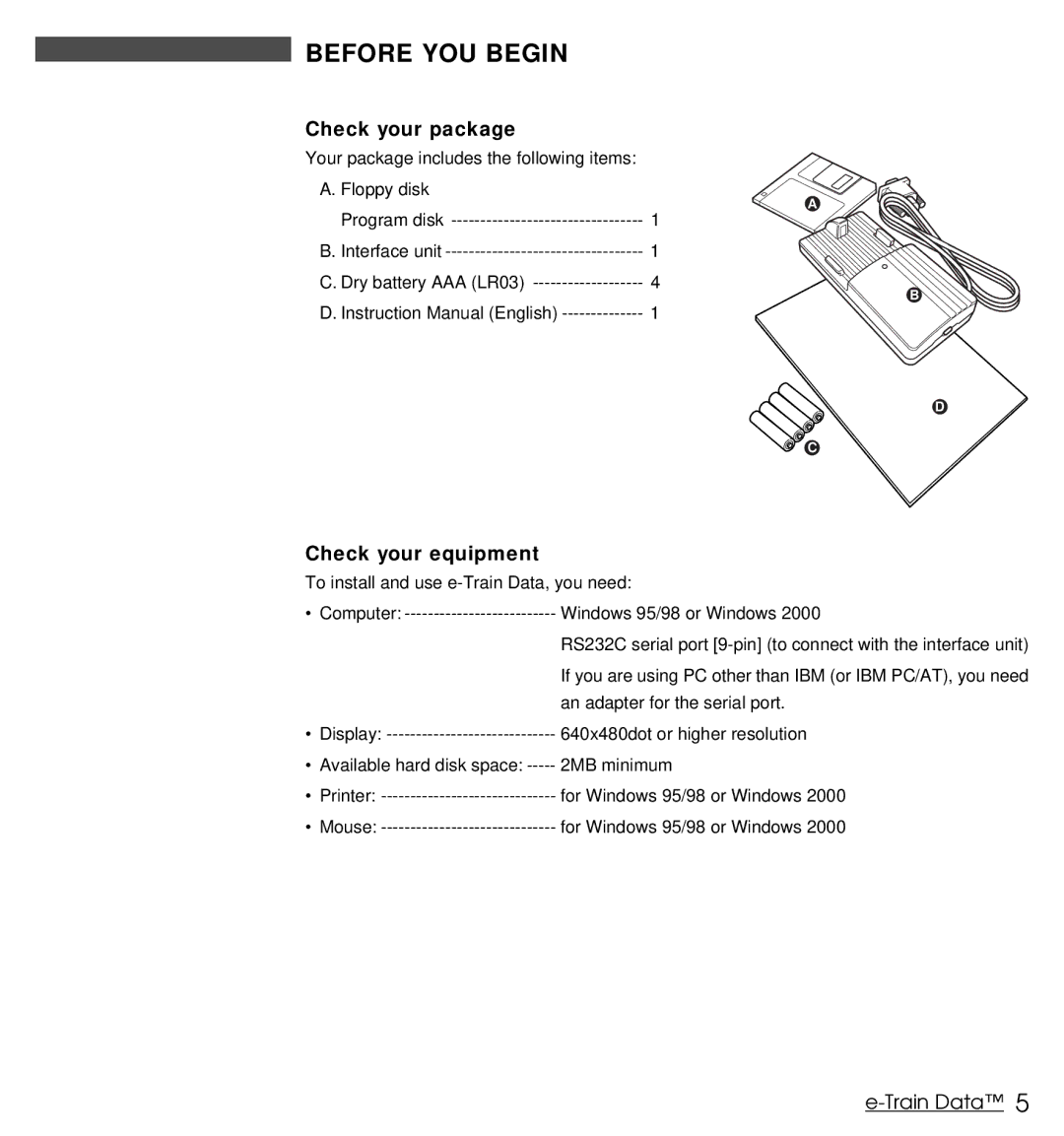 Cateye MSC Download Kit instruction manual Before YOU Begin, Check your package, Check your equipment 