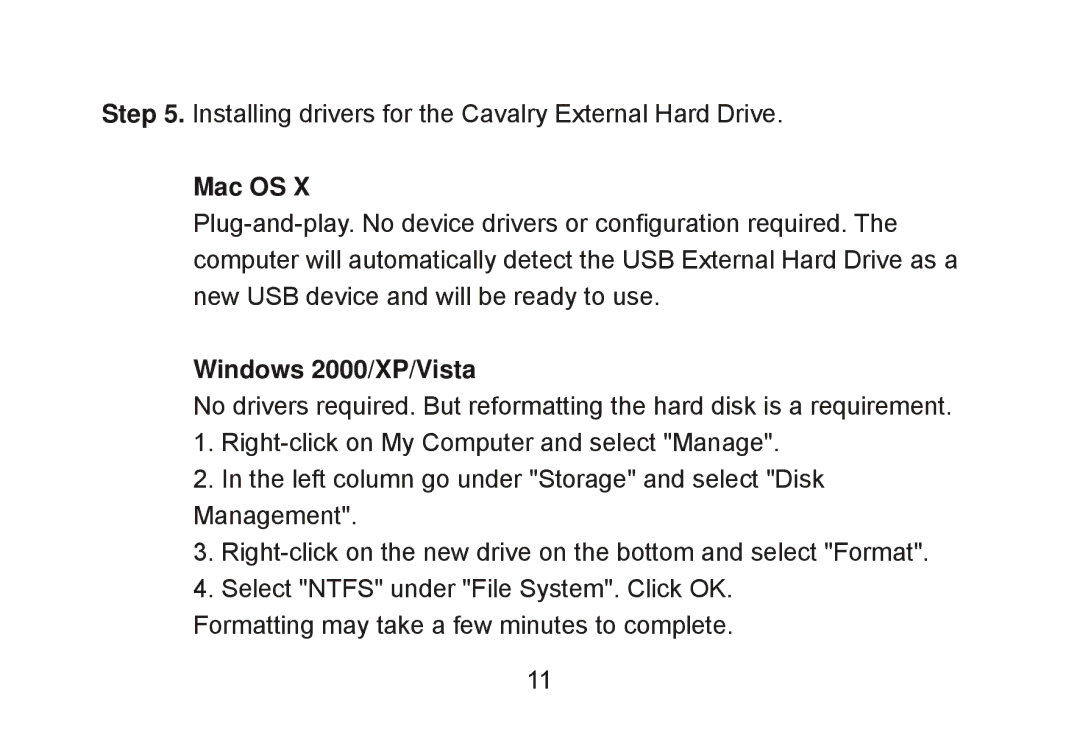 Cavalry Storage CADA-C32A user manual Mac OS, Windows 2000/XP/Vista 