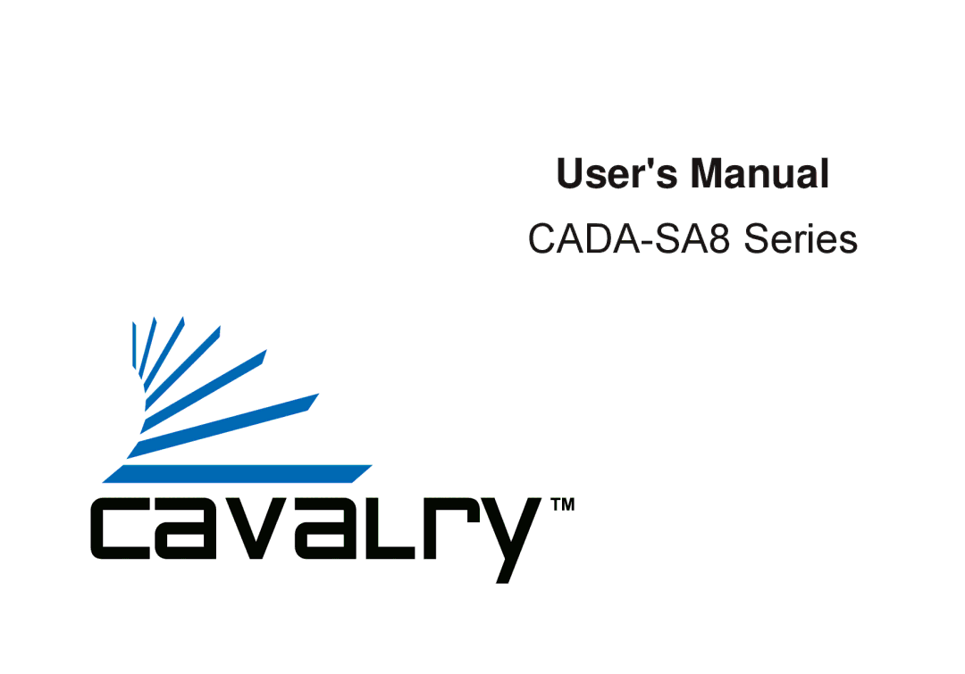 Cavalry Storage user manual CADA-SA8 Series 