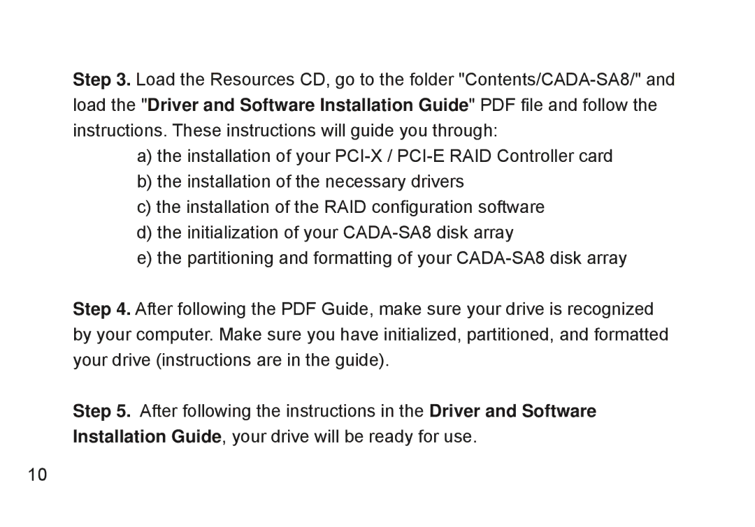 Cavalry Storage CADA-SA8 user manual 