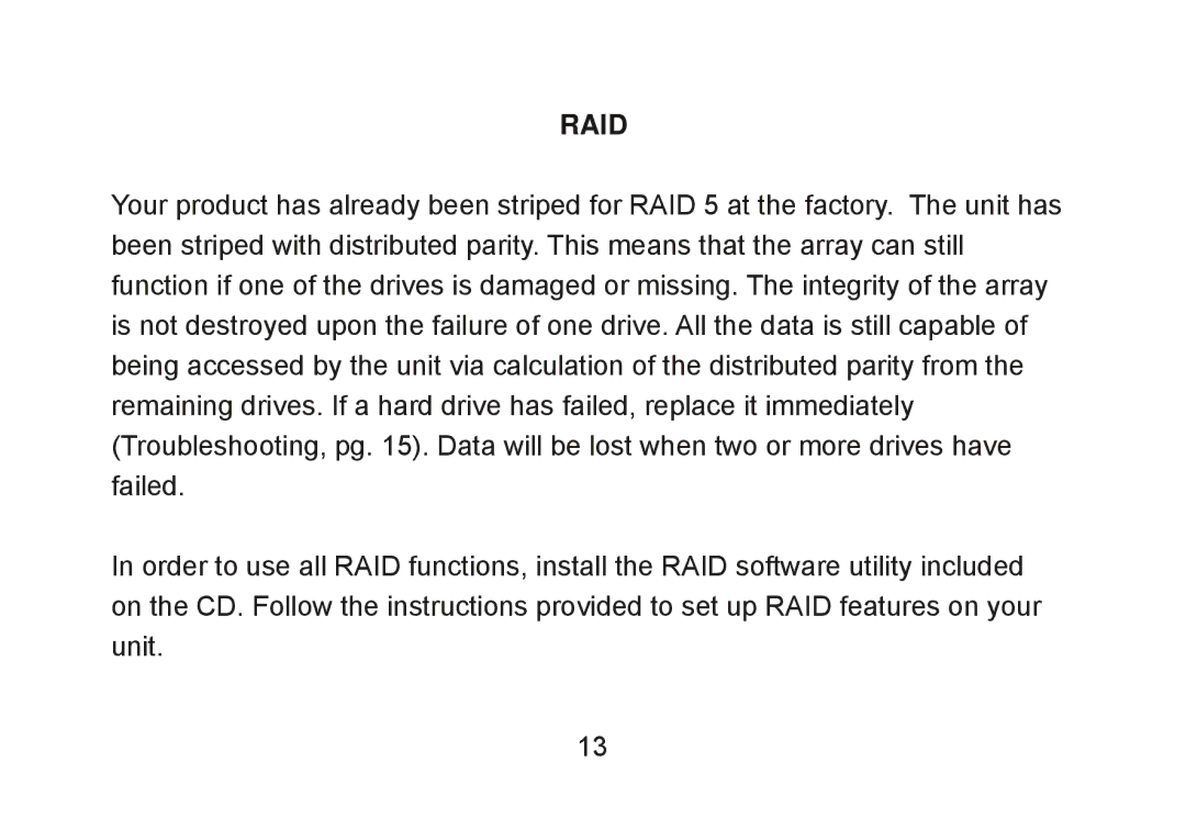 Cavalry Storage CADA-SA8 user manual Raid 