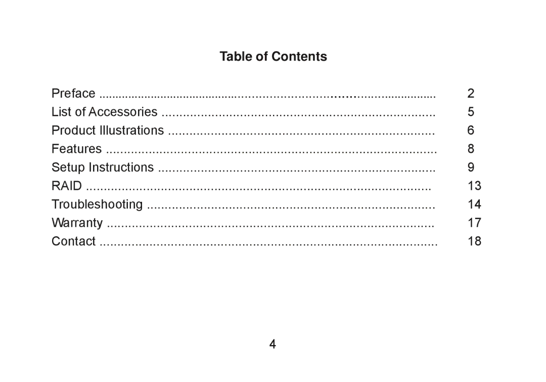 Cavalry Storage CADA-SA8 user manual Table of Contents 