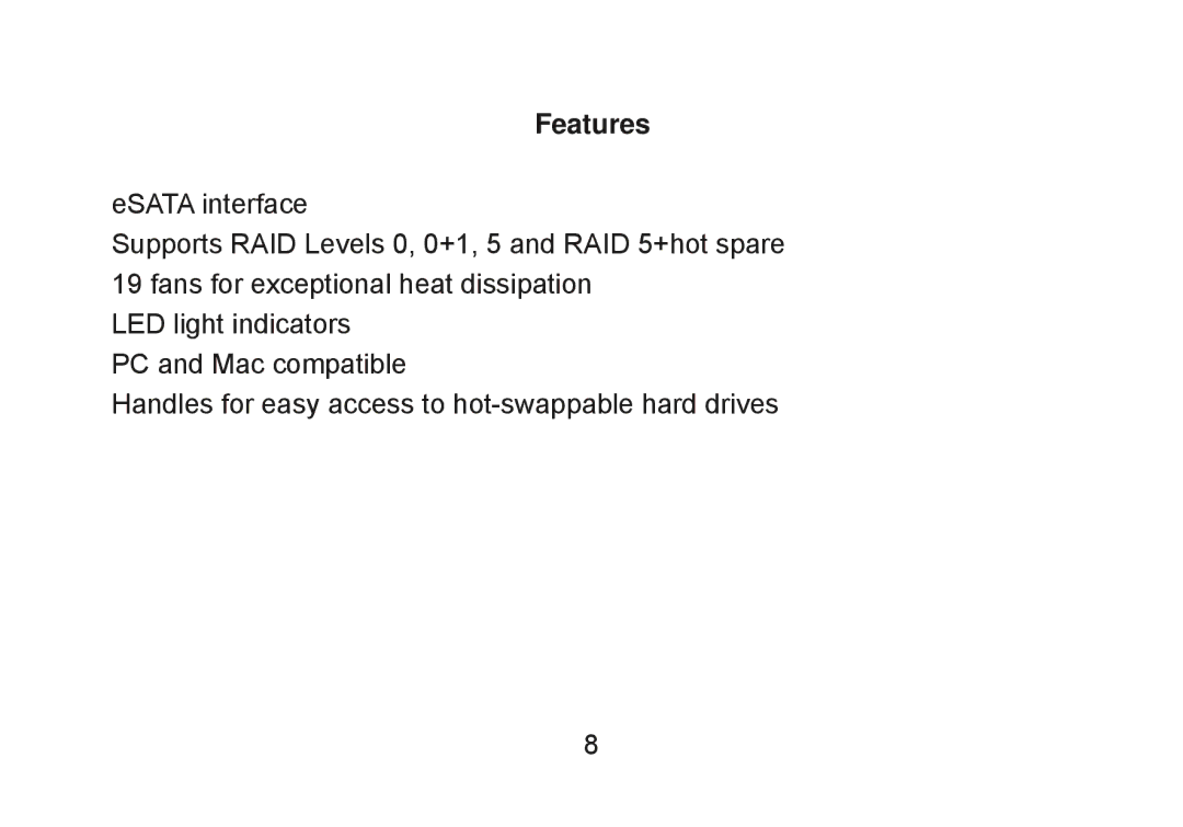 Cavalry Storage CADA-SA8 user manual Features 